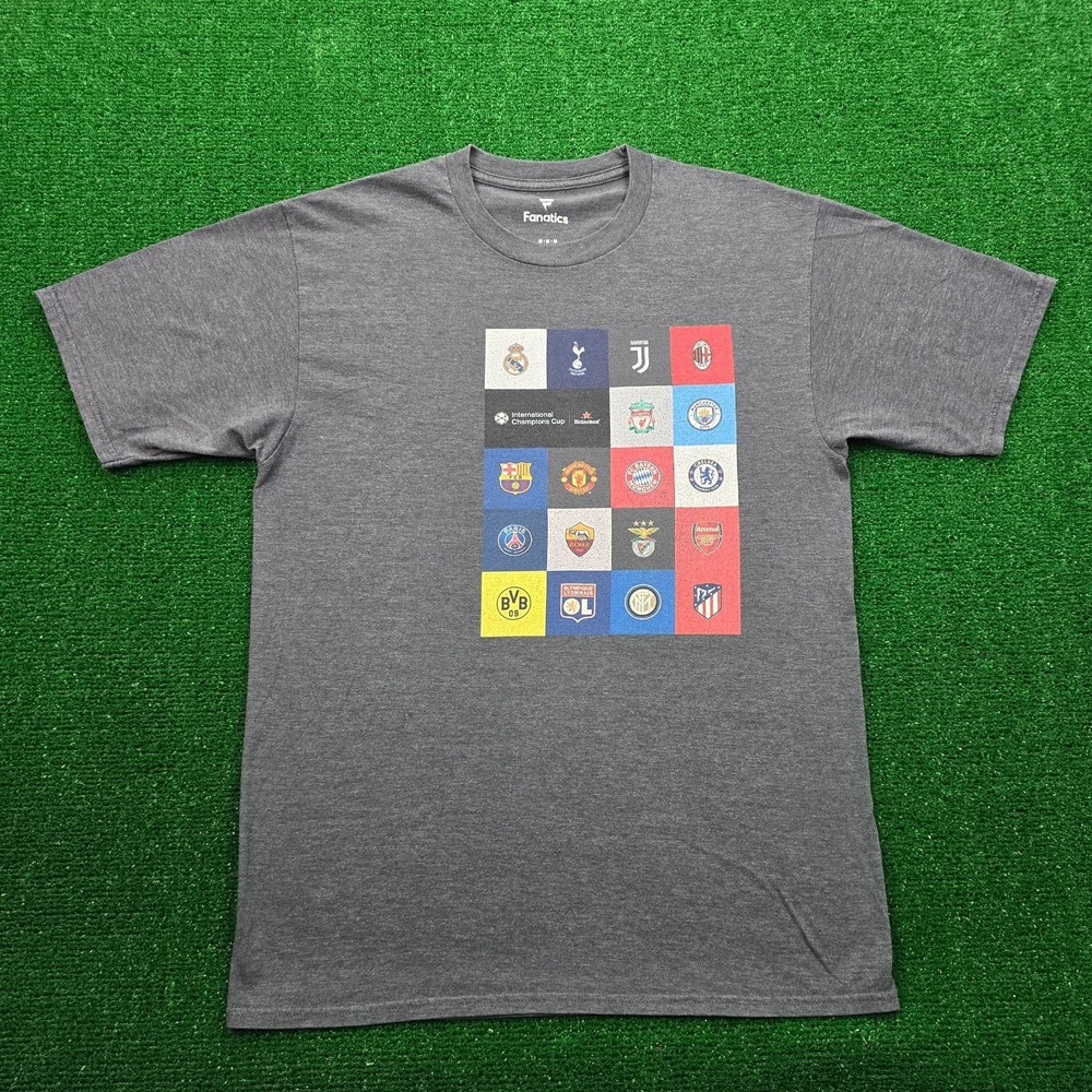 Fanatics International Champions Cup Multi-Club Soccer Tshirt Mens Medium Gray